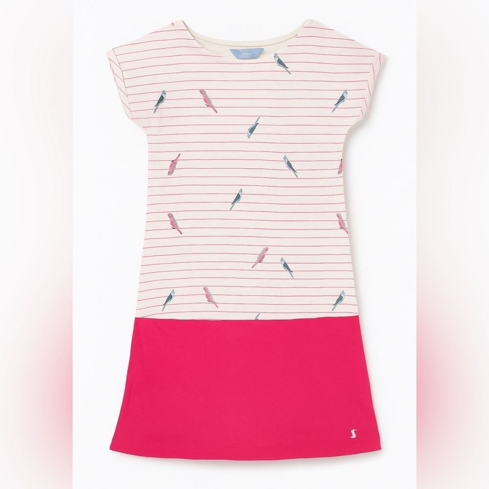 Joules Parrot Print Striped Pocket Dress